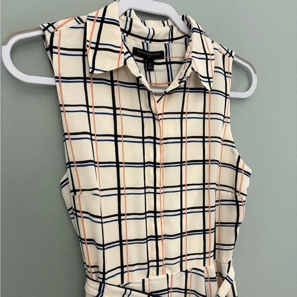 Banana Republic Plaid Sleeveless Belted Shirtdress 8P NWT - Picture 5 of 13